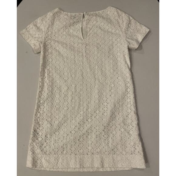 Kate Spade White Mini Dress 6 Small Eyelet Short Sleeve Shift $378 Bridal Cotton - Picture 9 of 10